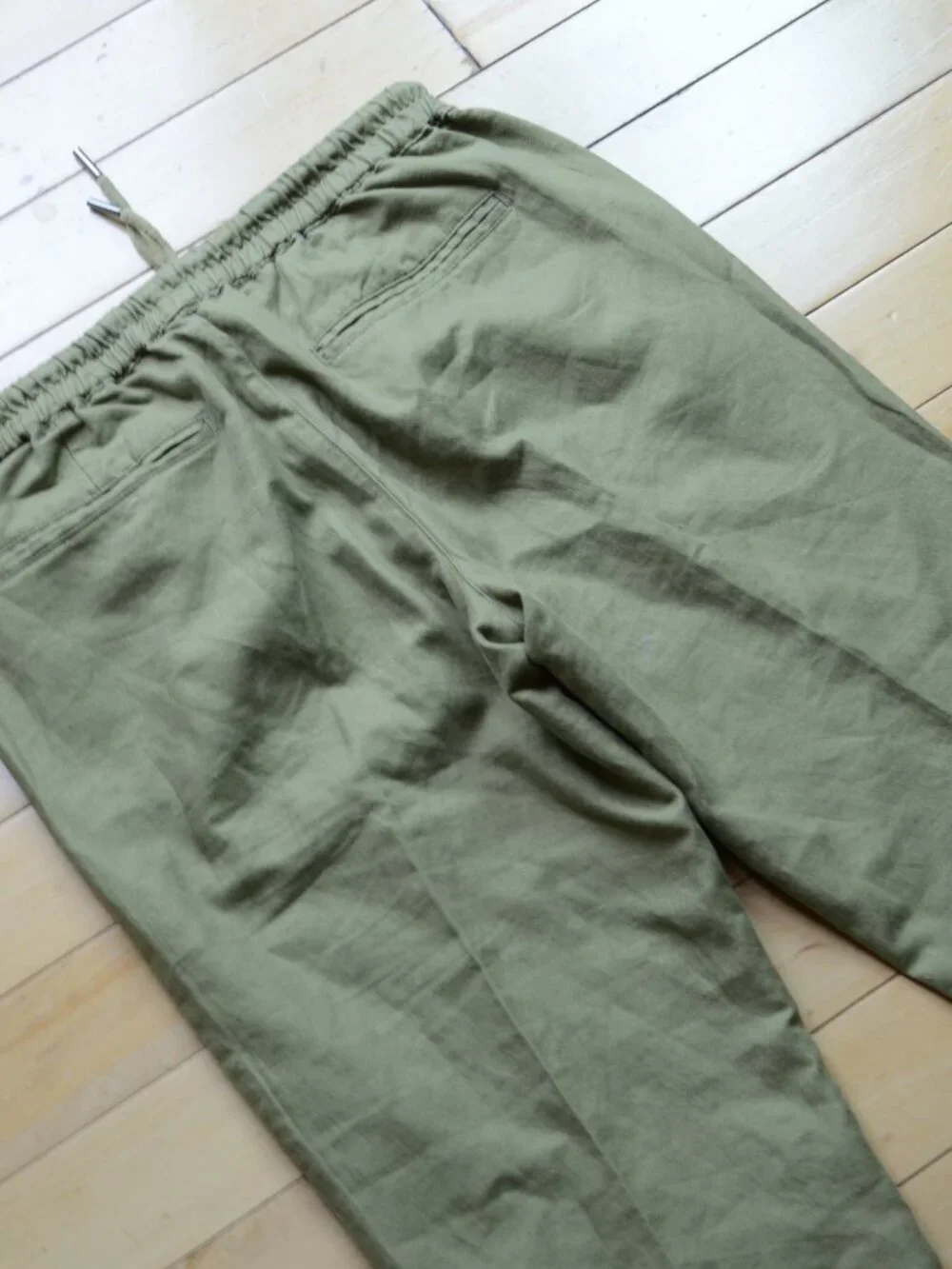 Quince Cotton Linen Twill Straight Leg Pants Army Green Size S